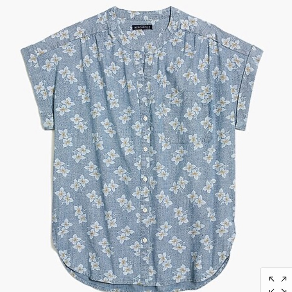 NWT J. Crew Floral Chambray button up camp shirt S